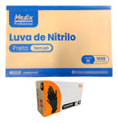 1000 Luva Nitrilica Preta Medix Profissional S/pó 10 Caixas(preto,g)